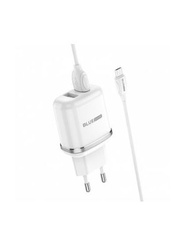 Incarcator retea cu cablu microusb blue power bmba25a outstanding 2 x usb 2.4 a alb 303639 (include tv 0.8lei) Blue power - 1