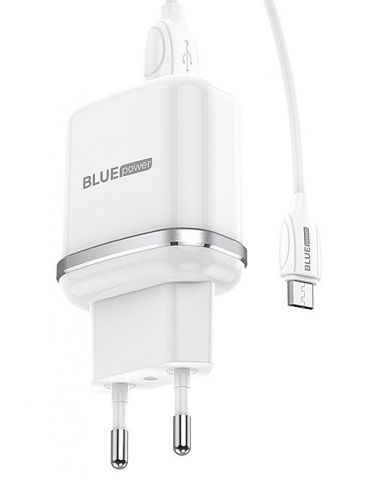 Incarcator retea cu cablu microusb blue power bmba25a outstanding 2 x usb 2.4 a alb 303639 (include tv 0.8lei) Blue power - 1