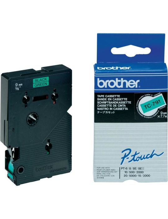 Brother TC-791 benzi pentru etichete Negru pe verde Brother - 1