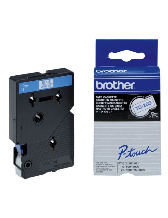 Brother TC-203 benzi pentru etichete Albastru pe alb Brother - 1