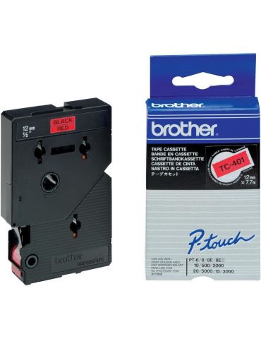 Brother TC-401 benzi pentru etichete Negru pe rosu Brother - 1 - Tik.ro