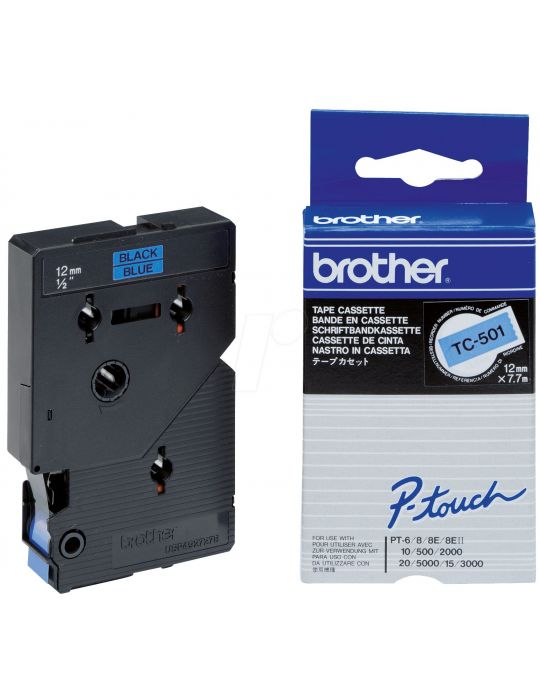 Brother TC-501 benzi pentru etichete Negru pe albastru Brother - 1