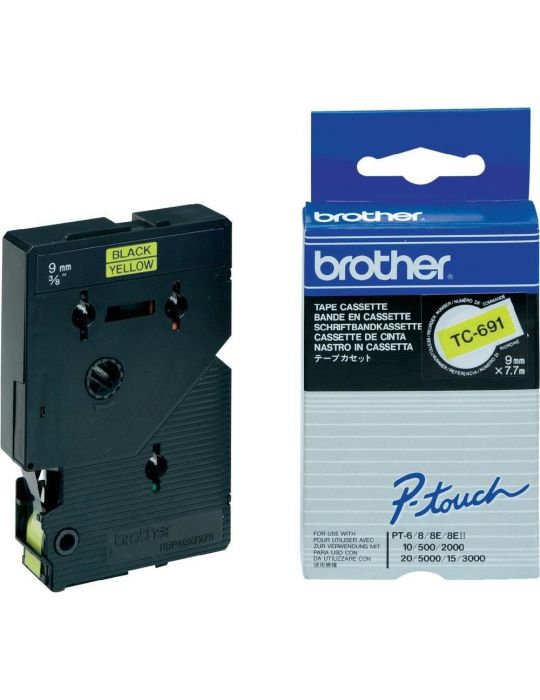 Brother TC-691 benzi pentru etichete Negru pe galben Brother - 1