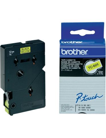 Brother TC-601 benzi pentru etichete Negru pe galben Brother - 1 - Tik.ro