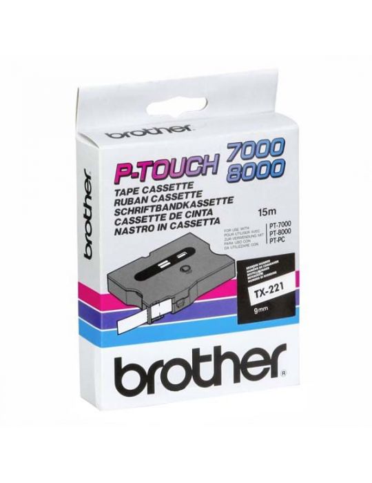 Brother TX-221 benzi pentru etichete Negru pe alb Brother - 1