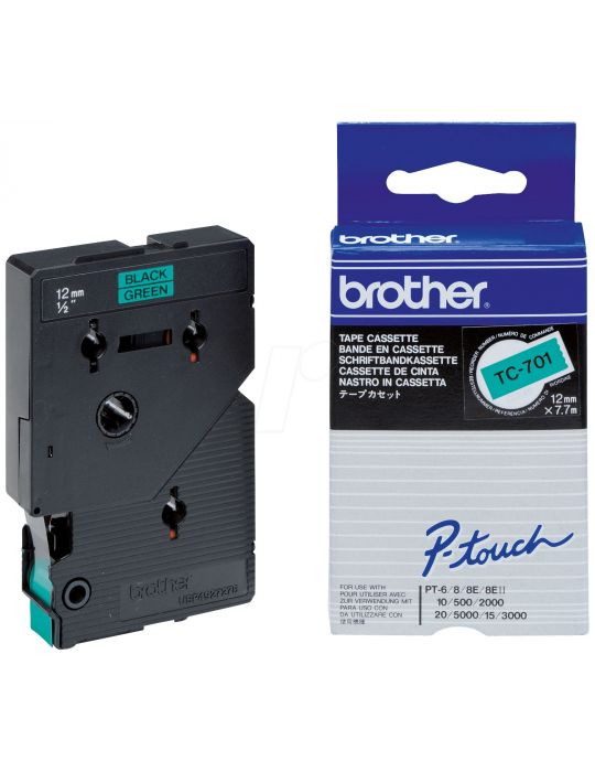 Brother TC-701 benzi pentru etichete Negru pe verde Brother - 1