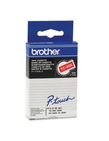 Brother TC-495 benzi pentru etichete Alb pe rosu Brother - 1 - Tik.ro