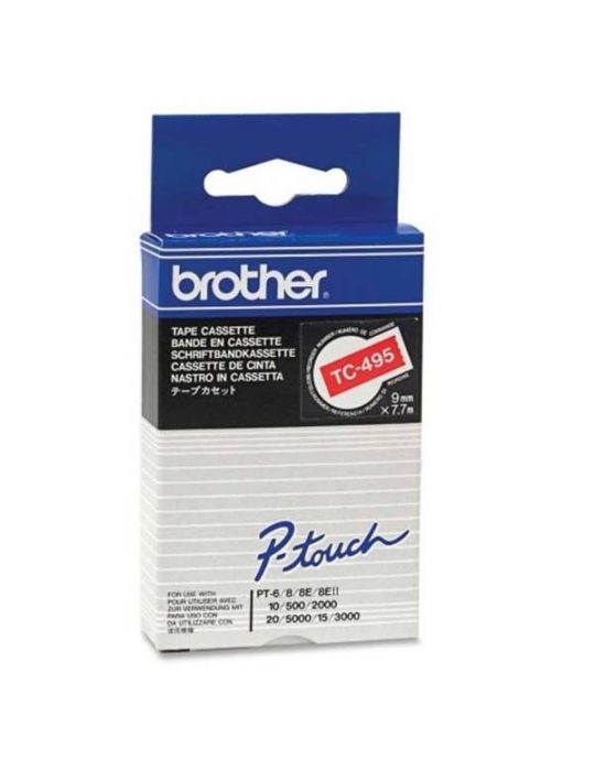 Brother TC-495 benzi pentru etichete Alb pe rosu Brother - 1