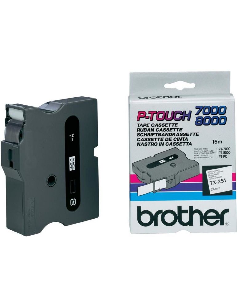 Brother TX-251 benzi pentru etichete Negru pe alb