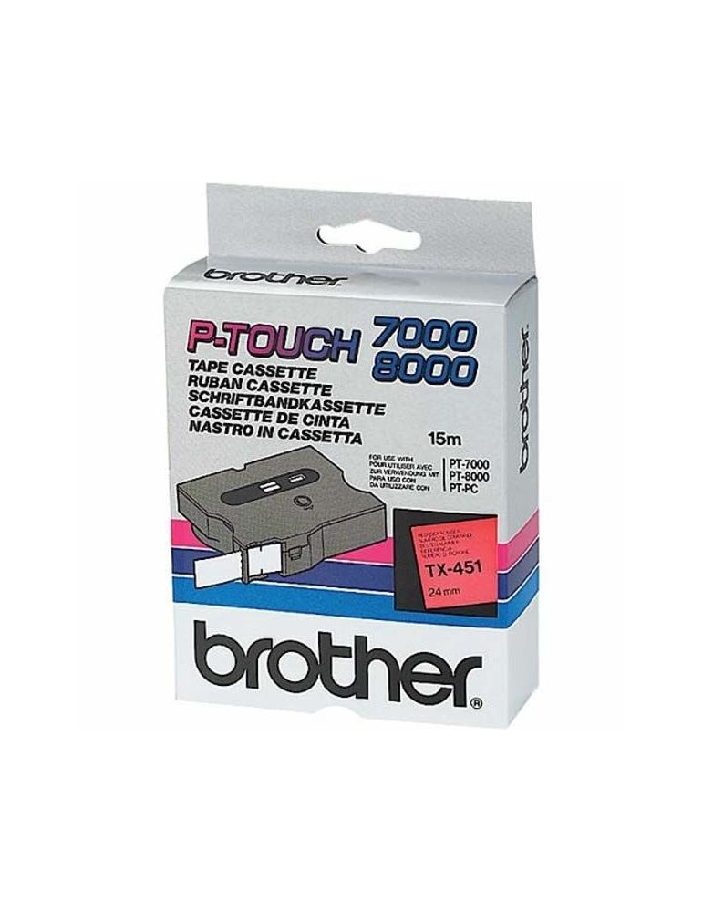 Brother TX-451 benzi pentru etichete Negru pe rosu