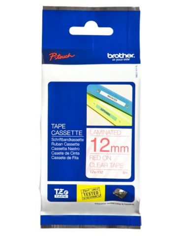 Brother TZe-132 benzi pentru etichete Roşu pe transparente Brother - 1 - Tik.ro