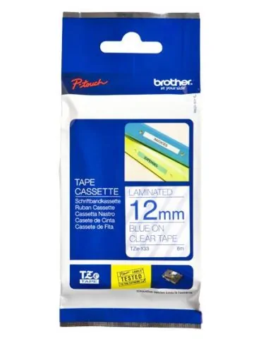 Brother TZe-133 benzi pentru etichete Albastru pe transparentă Brother - 1 - Tik.ro