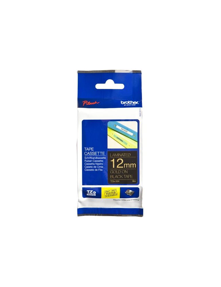 Brother TZe-334 benzi pentru etichete Aur pe negru