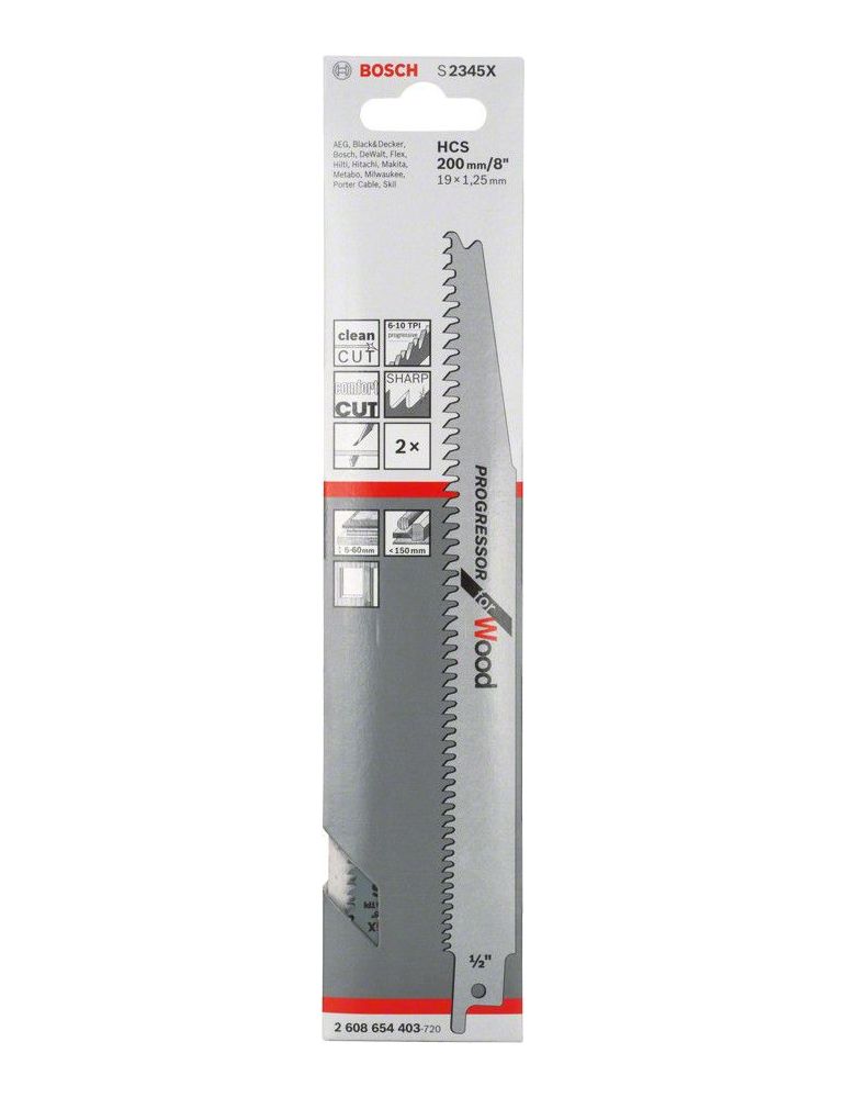 Bosch S2345X Set 2 panze pentru ferăstraie sabie Progressor for Wood 200 mm