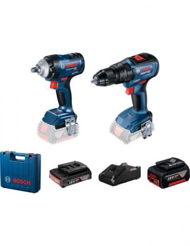 Bosch GDS 18V-400 Surubelnita cu impact brushless 18V + 2 acumulatori Li-Ion 2Ah si 5Ah 400Nm + Valiza + GSB 18V-50 Masina de ga
