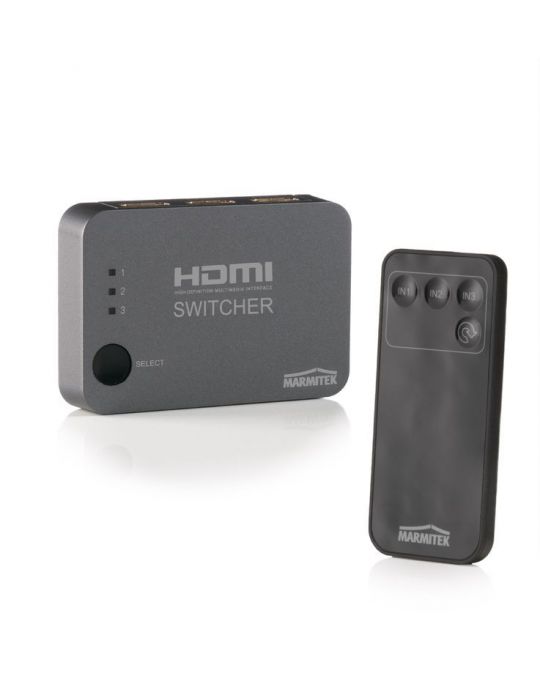 Switch hdmi marmitek connect 310 uhd 2.0 cu telecomanda si ir 3 intrari 4k@60hz 4:4:4 08365 Marmitek - 1