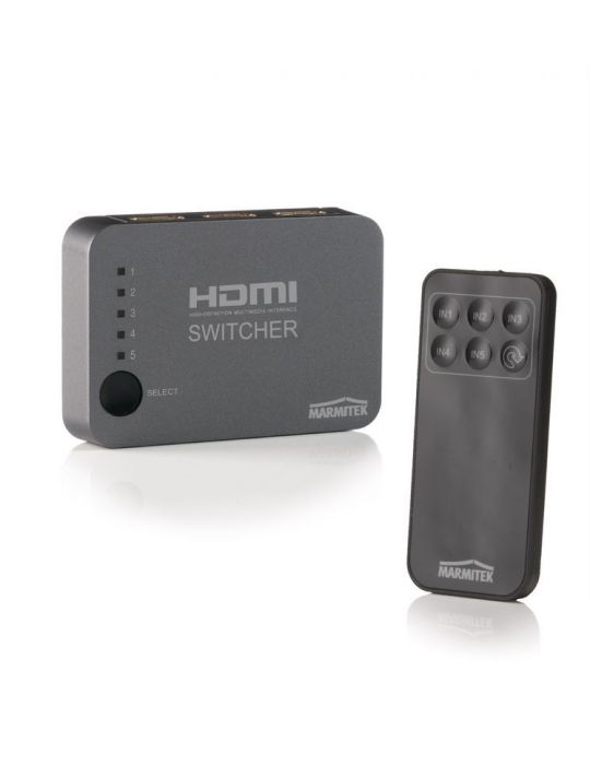 Switch selector hdmi marmitek connect 350 uhd cu telecomanda si extensie ir 5 intrari 4k support Marmitek - 1