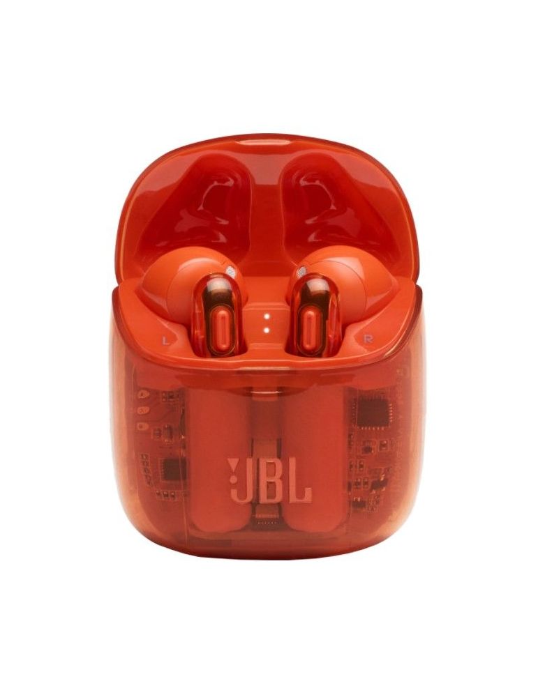 Casti audio in-ear jbl tune 225tws bluetooth asistent vocal microfon pure bass true wireless ghost edition orange