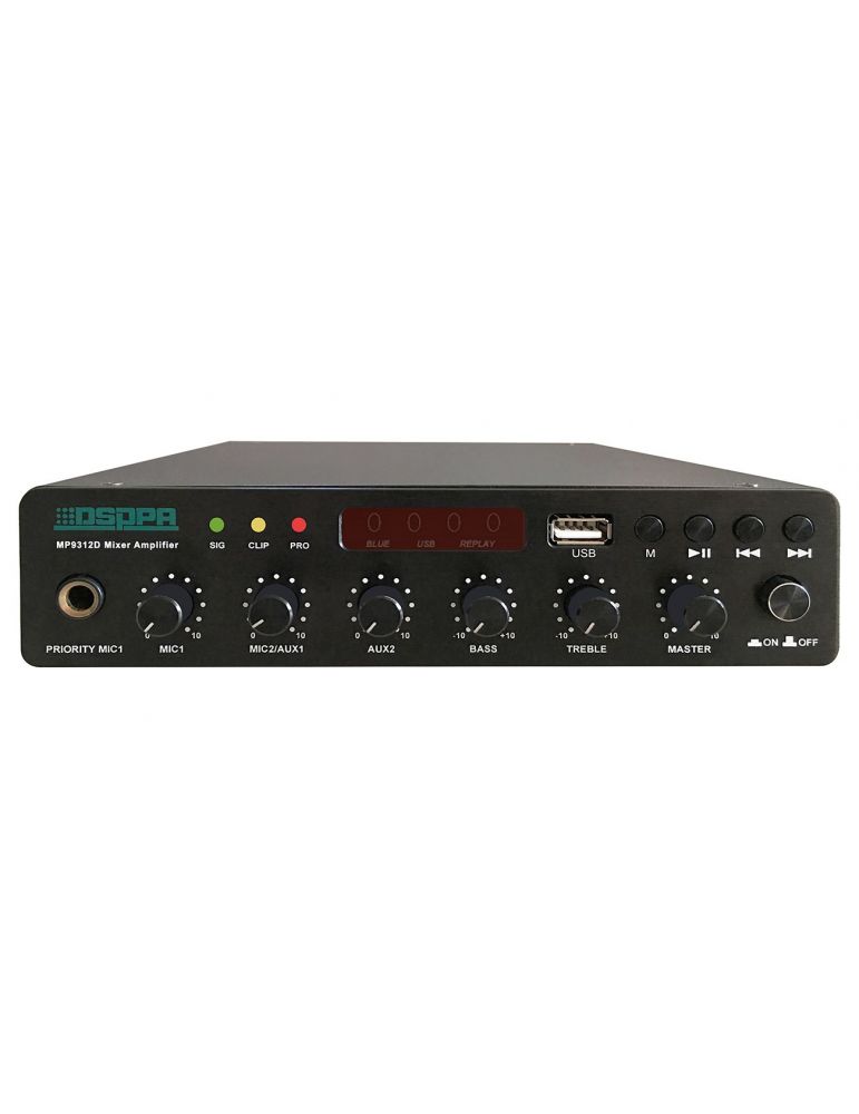 Amplificator cu mixer 120w dc24v ultra thin cu usb/bluetooth dsppa mp9312d