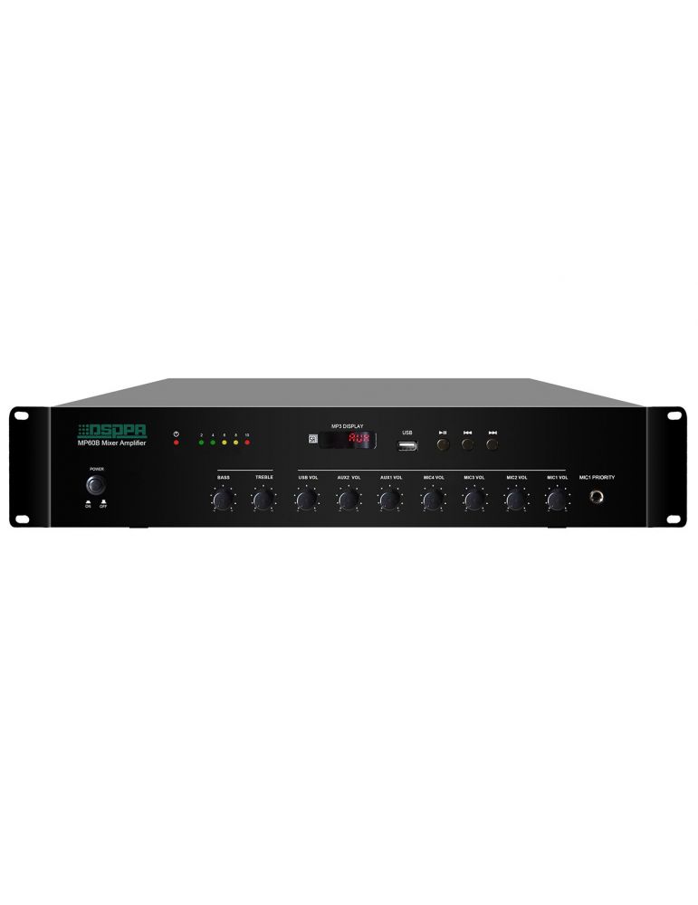 Amplificator cu mixer 60w cu usb/ 4xmic/ 2xaux dsppa mp60b