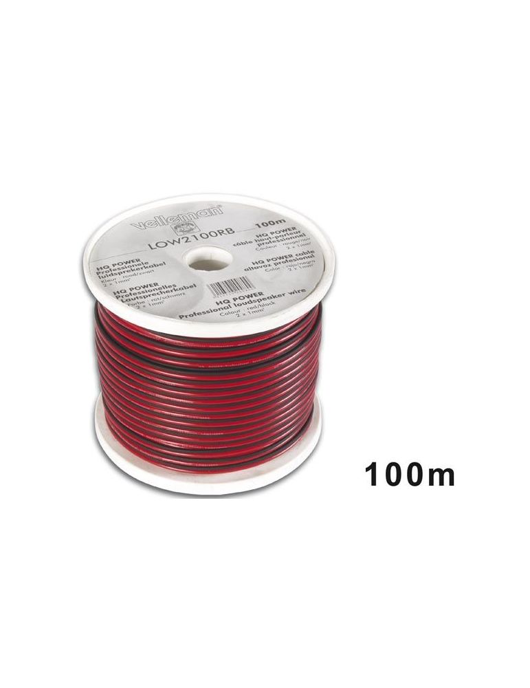 Cablu difuzor cupru pur 2x1.00mm rosu/negru velleman - vanzare la metru liniar