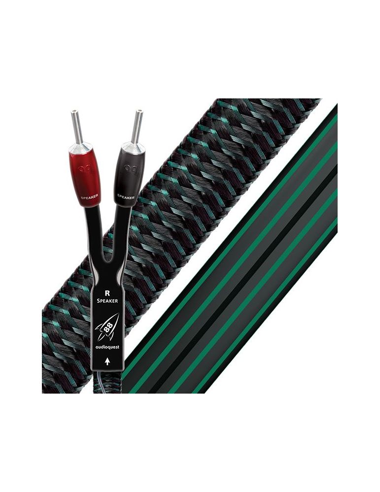 Cablu de boxe high-end cu mufe banana audioquest rocket 88 lungime 1.5m (pereche) - include dbs de 72v