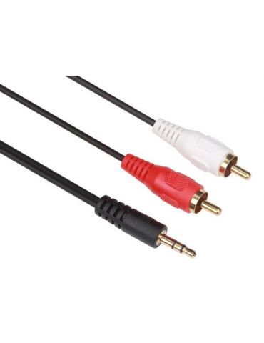 Cablu audio velleman stereo 3.5 mm la 2xrca tata-tata basic conectori auriti lungime 2.5 m Velleman - 1 - Tik.ro
