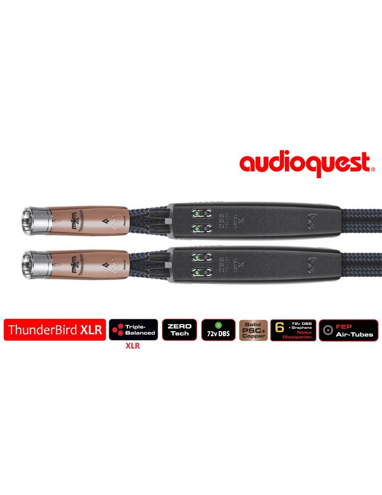 Cablu audio 2xlr - 2xlr audioquest thunderbird 0.75m level 6 noise dissipation with graphene solid psc+ dual dbs x