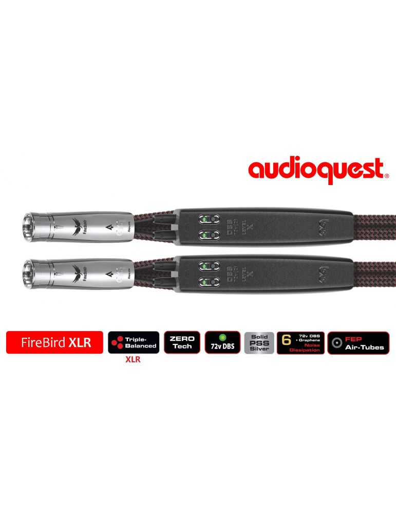 Cablu audio 2xlr - 2xlr audioquest firebird 1.0m level 6 noise dissipation with graphene solid pss dual dbs x
