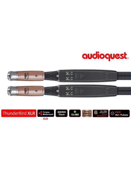 Cablu audio 2xlr - 2xlr  audioquest thunderbird 1.0m level 6 noise dissipation with graphene solid psc+ dual dbs x Audioquest - 