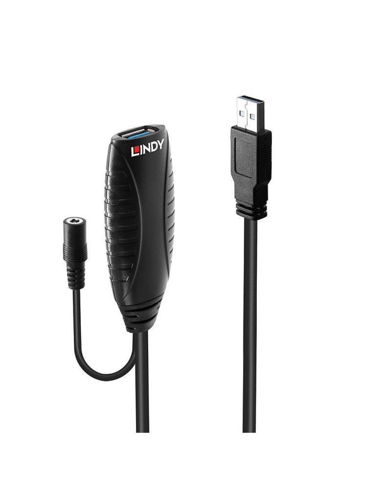 Cablu Lindy, usb a tata -usb a mama, 10m, negru