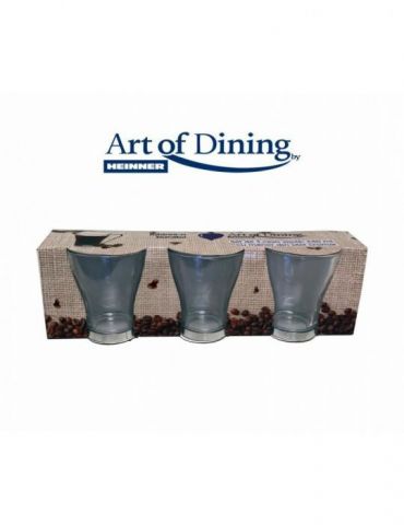 Set 3 cesti 240 ml  din sticla cu maner iinoxdiametru Heinner - 1