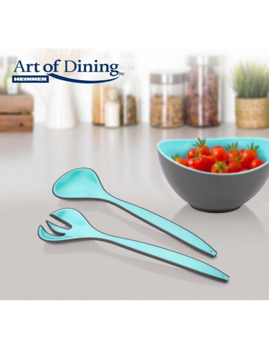 Set lingura + furculita pentru salata albastru Heinner - 1