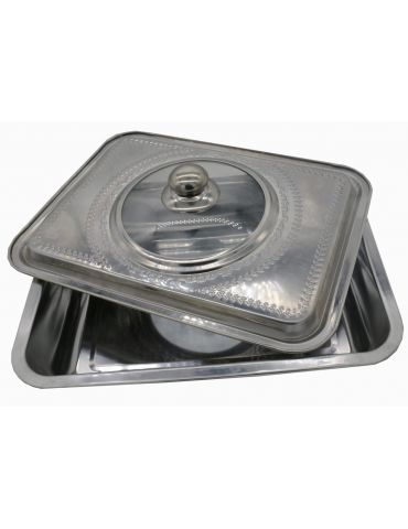 Stainless steel oven tray with lid 39x29x7 cm material: stainless Vanora - 1