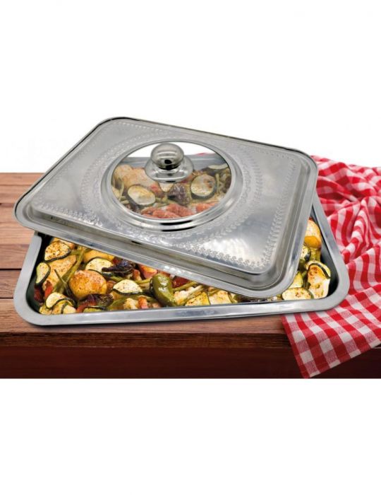 Stainless steel oven tray with lid 39x29x7 cm material: stainless Vanora - 1