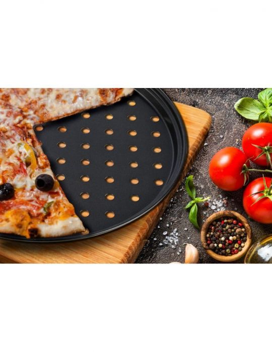 Tava pizza perforata 26 x 1.4 cm
material: otel carbon Vanora - 1