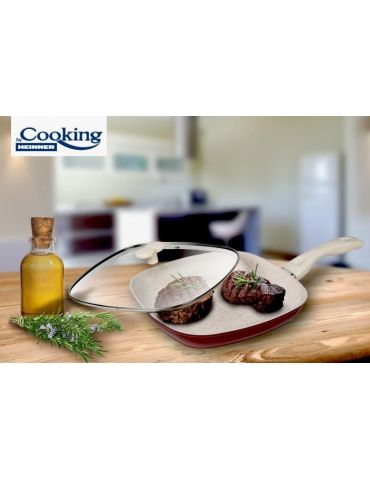 Tigaie grill alumin+capac 28x4cm marlene material : aluminiu forjat cu Heinner - 1