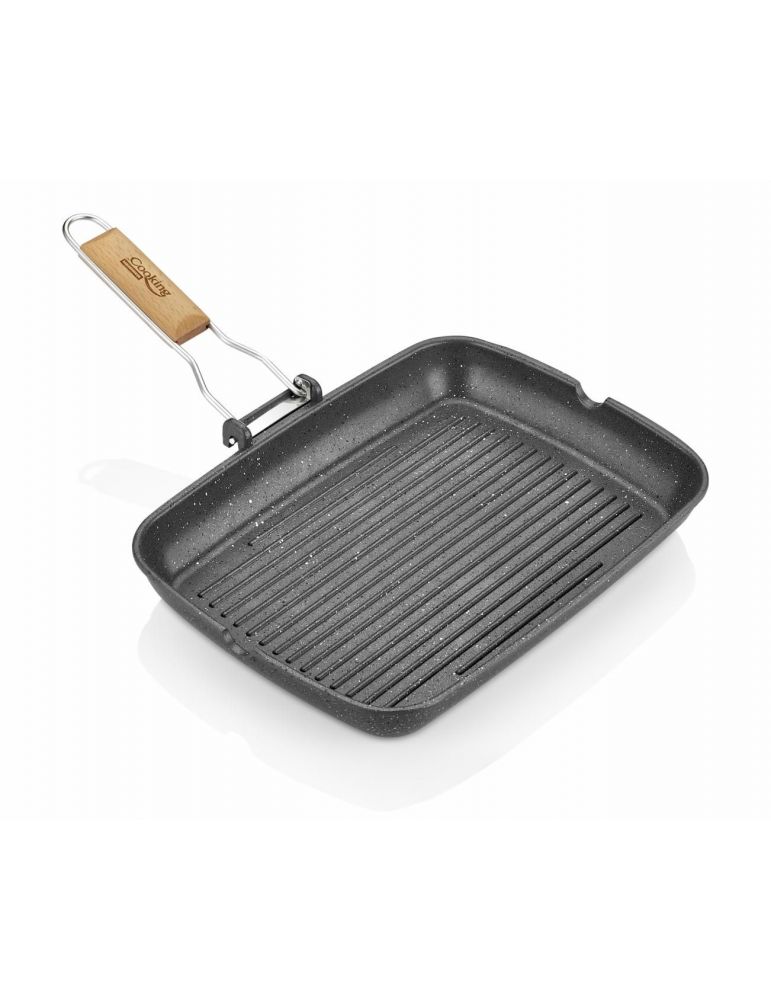 Tigaie grill aluminiu cu maner detasabil 35 x 25 cm