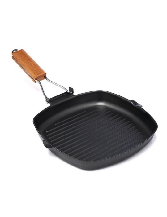 Tigaie grill 24*3.5 cm delis wooden detachable handle material: carbon Vanora - 1