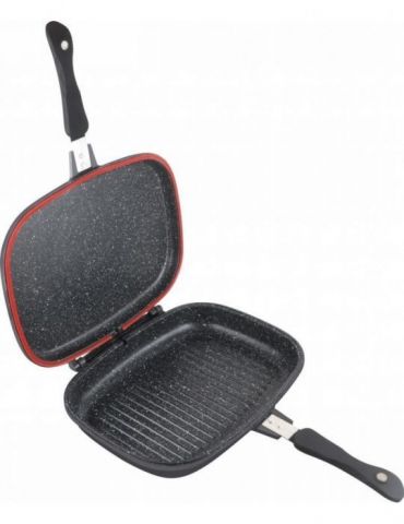 Tigaie dubla dreptunghiulara tip grill aluminiu 32x24x7.5 cm dark line Heinner - 1