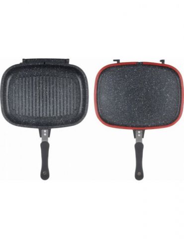 Tigaie dubla dreptunghiulara tip grill aluminiu 32x24x7.5 cm dark line Heinner - 1