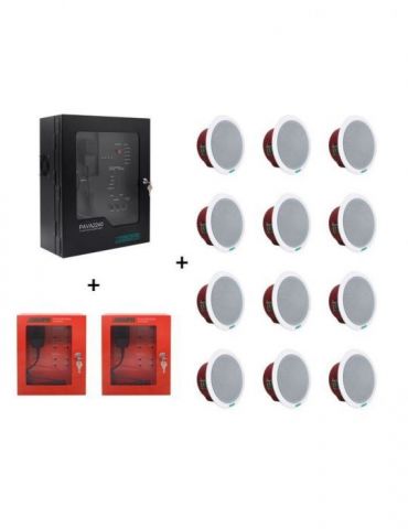 Sistem sonorizare de evacuare en54 cu 2 zone 240w dsppa pava 2240 + 2x microfon pompier + 12 x boxe de tavan 10w Dsppa - 1 - Tik.ro