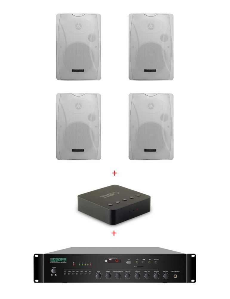 Pachet sonorizare restaurant 120w de perete cu streaming internet radio spotify airplay bluetooth stick usb