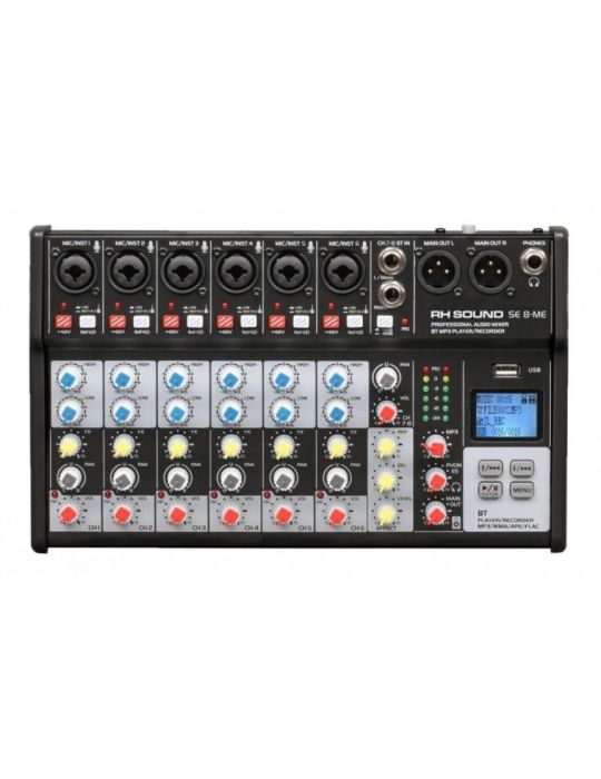 Mixer 8 canale rh sound se8 me  6 mono + 1 stereo) cu player si recorder usb bluetooth Rh sound - 1