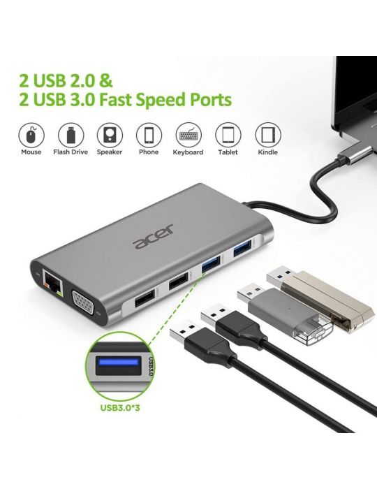 Acer 11in1 Type C dongle Prin cablu USB 3.2 Gen 1 (3.1 Gen 1) Type-C Argint Acer - 3