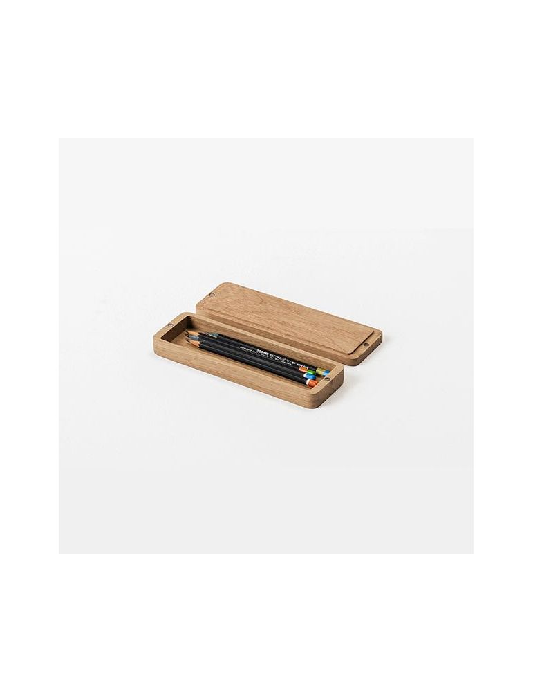Cutie intrumente de scris spin pencil stejar maro deschis