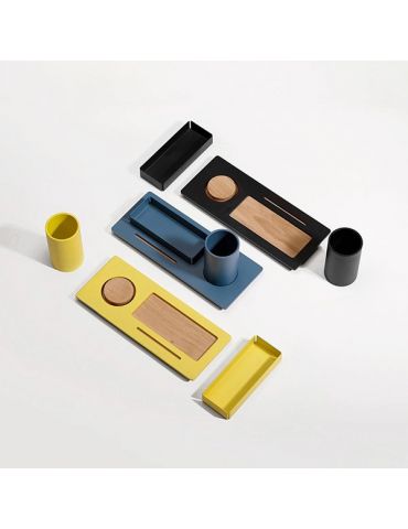 Suport accesorii birou spin three metal-lemn galben Spin - 1 - Tik.ro