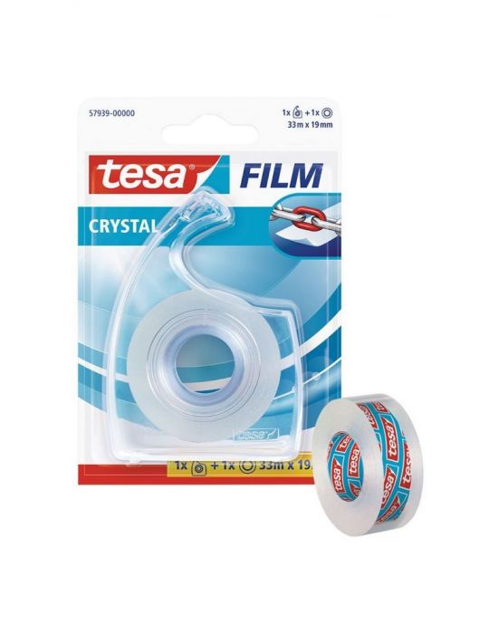 Banda adeziva cu dispenser tesa film crystal 33 m x 19 mm Tesa - 1