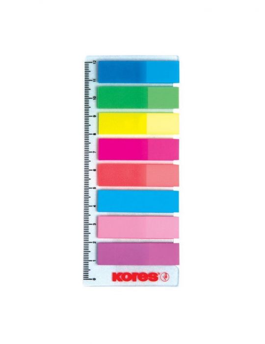 Index kores autoadeziv plastic  12 x 45 mm 8 culori x 25 file/culoare Kores - 1