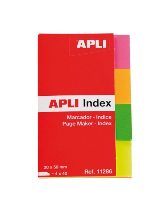 Index apli autoadeziv hartie  20 x 50 mm 4 culori x 40 file Apli - 1